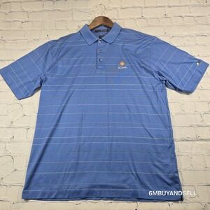 Tiger Woods Men's Blue Striped Golf Polo Shirt La Quinta Logo Size L